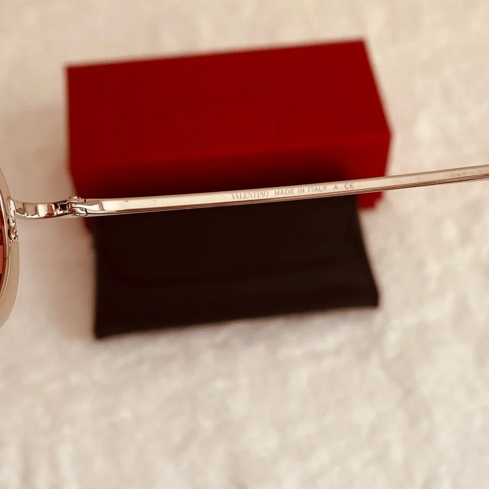 Valentino Red Oval Studded Sunglasses